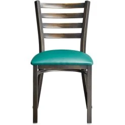 Lancaster Table & Seating Distressed Copper Finish Ladder Back Chair With 2 1/2" Green Vinyl Padded Seat 11 Lancaster Table & Seating Distressed Copper Finish Ladder Back Chair With 2 1/2" Green Vinyl Padded Seat -BFM Seating sHOP 2088576