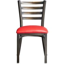 Lancaster Table & Seating Distressed Copper Finish Ladder Back Chair With 2 1/2" Red Vinyl Padded Seat -BFM Seating sHOP 2088612