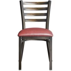 Lancaster Table & Seating Distressed Copper Finish Ladder Back Chair With 2 1/2" Burgundy Vinyl Padded Seat -BFM Seating sHOP 2088761