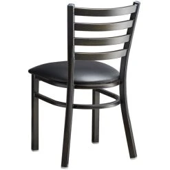 Lancaster Table & Seating Distressed Copper Finish Ladder Back Chair With 2 1/2" Black Vinyl Padded Seat 9 Lancaster Table & Seating Distressed Copper Finish Ladder Back Chair With 2 1/2" Black Vinyl Padded Seat -BFM Seating sHOP 2088769