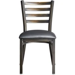 Lancaster Table & Seating Distressed Copper Finish Ladder Back Chair With 2 1/2" Black Vinyl Padded Seat 11 Lancaster Table & Seating Distressed Copper Finish Ladder Back Chair With 2 1/2" Black Vinyl Padded Seat -BFM Seating sHOP 2088770