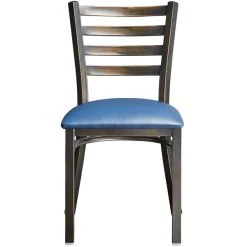 Lancaster Table & Seating Distressed Copper Finish Ladder Back Chair With 2 1/2" Navy Vinyl Padded Seat -BFM Seating sHOP 2088788