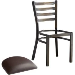Lancaster Table & Seating Distressed Copper Finish Ladder Back Chair With 2 1/2" Dark Brown Vinyl Padded Seat 10 Lancaster Table & Seating Distressed Copper Finish Ladder Back Chair With 2 1/2" Dark Brown Vinyl Padded Seat -BFM Seating sHOP 2088972