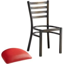 Lancaster Table & Seating Distressed Copper Finish Ladder Back Chair With 2 1/2" Red Vinyl Padded Seat -BFM Seating sHOP 2088975