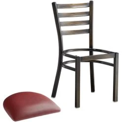 Lancaster Table & Seating Distressed Copper Finish Ladder Back Chair With 2 1/2" Burgundy Vinyl Padded Seat -BFM Seating sHOP 2088976