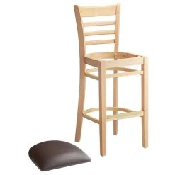 Lancaster Table & Seating Natural Ladder Back Bar Height Chair With 2 1/2" Dark Brown Padded Seat 10 Lancaster Table & Seating Natural Ladder Back Bar Height Chair With 2 1/2" Dark Brown Padded Seat -BFM Seating sHOP 2089749