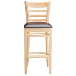 Lancaster Table & Seating Natural Ladder Back Bar Height Chair With 2 1/2" Dark Brown Padded Seat 11 Lancaster Table & Seating Natural Ladder Back Bar Height Chair With 2 1/2" Dark Brown Padded Seat -BFM Seating sHOP 2089752