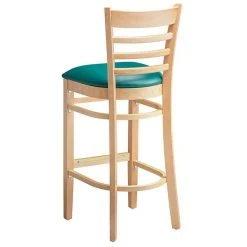 Lancaster Table & Seating Natural Ladder Back Bar Height Chair With 2 1/2" Green Padded Seat -BFM Seating sHOP 2089761