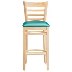 Lancaster Table & Seating Natural Ladder Back Bar Height Chair With 2 1/2" Green Padded Seat -BFM Seating sHOP 2089762
