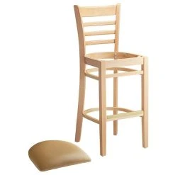 Lancaster Table & Seating Natural Ladder Back Bar Height Chair With 2 1/2" Light Brown Padded Seat -BFM Seating sHOP 2089769