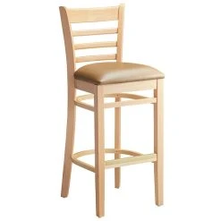 Lancaster Table & Seating Natural Ladder Back Bar Height Chair With 2 1/2" Light Brown Padded Seat -BFM Seating sHOP 2089770