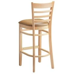 Lancaster Table & Seating Natural Ladder Back Bar Height Chair With 2 1/2" Light Brown Padded Seat -BFM Seating sHOP 2089771