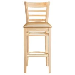 Lancaster Table & Seating Natural Ladder Back Bar Height Chair With 2 1/2" Light Brown Padded Seat -BFM Seating sHOP 2089772