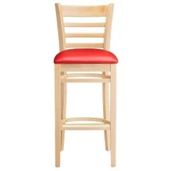 Lancaster Table & Seating Natural Ladder Back Bar Height Chair With 2 1/2" Red Padded Seat 11 Lancaster Table & Seating Natural Ladder Back Bar Height Chair With 2 1/2" Red Padded Seat -BFM Seating sHOP 2089856