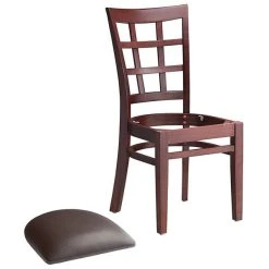 Lancaster Table & Seating Mahogany Wooden Window Back Chair With 2 1/2" Dark Brown Padded Seat -BFM Seating sHOP 2089873