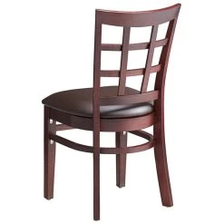 Lancaster Table & Seating Mahogany Wooden Window Back Chair With 2 1/2" Dark Brown Padded Seat -BFM Seating sHOP 2089875