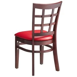 Lancaster Table & Seating Mahogany Wooden Window Back Chair With 2 1/2" Red Padded Seat -BFM Seating sHOP 2089915