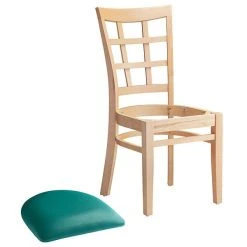 Lancaster Table & Seating Natural Wooden Window Back Chair With 2 1/2" Green Padded Seat -BFM Seating sHOP 2089947