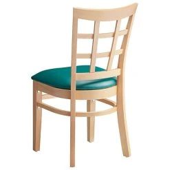 Lancaster Table & Seating Natural Wooden Window Back Chair With 2 1/2" Green Padded Seat -BFM Seating sHOP 2089949