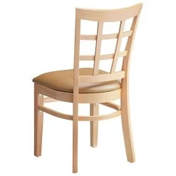 Lancaster Table & Seating Natural Wooden Window Back Chair With 2 1/2" Light Brown Padded Seat -BFM Seating sHOP 2089959