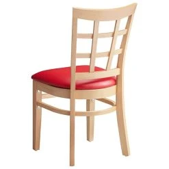 Lancaster Table & Seating Natural Wooden Window Back Chair With 2 1/2" Red Padded Seat -BFM Seating sHOP 2089969