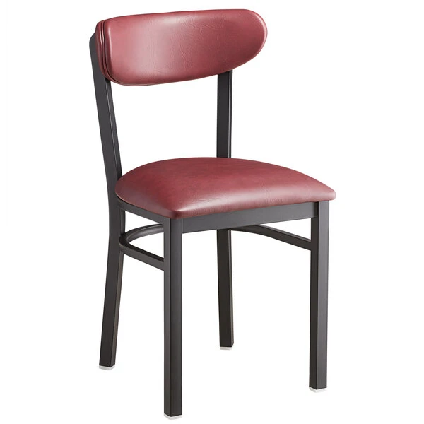 LT&S Boomerang Series Lancaster Table & Seating Boomerang Black Finish Chair With 2 1/2" Burgundy Vinyl Padded Seat And Back 4 LT&S Boomerang Series Lancaster Table & Seating Boomerang Black Finish Chair With 2 1/2" Burgundy Vinyl Padded Seat And Back - Image 2