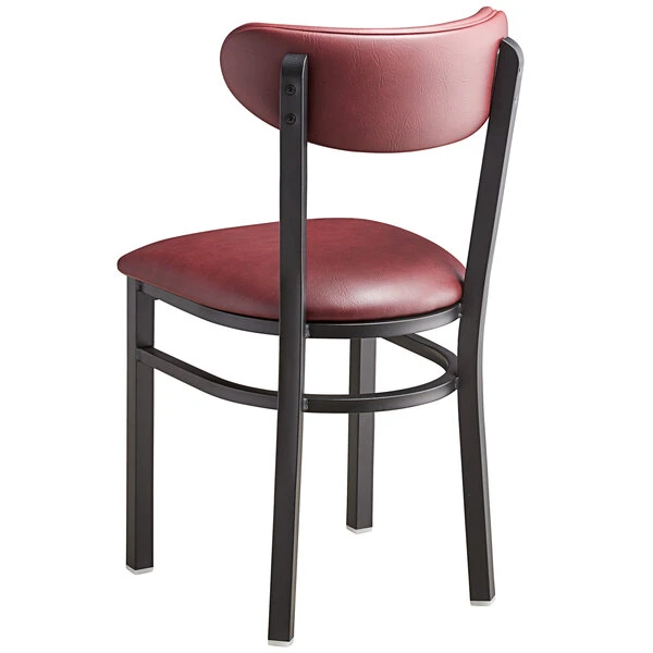 LT&S Boomerang Series Lancaster Table & Seating Boomerang Black Finish Chair With 2 1/2" Burgundy Vinyl Padded Seat And Back 5 LT&S Boomerang Series Lancaster Table & Seating Boomerang Black Finish Chair With 2 1/2" Burgundy Vinyl Padded Seat And Back - Image 3