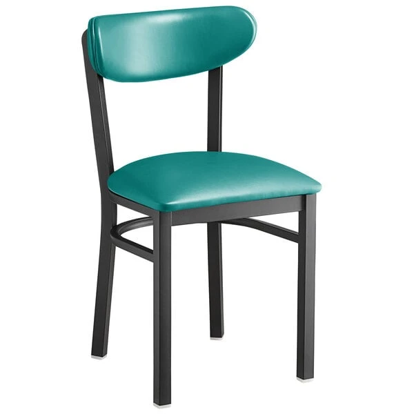 LT&S Boomerang Series Lancaster Table & Seating Boomerang Black Finish Chair With 2 1/2" Green Vinyl Padded Seat And Back 4 LT&S Boomerang Series Lancaster Table & Seating Boomerang Black Finish Chair With 2 1/2" Green Vinyl Padded Seat And Back - Image 2