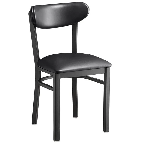 LT&S Boomerang Series Lancaster Table & Seating Boomerang Black Finish Chair With 2 1/2" Black Vinyl Padded Seat And Back 4 LT&S Boomerang Series Lancaster Table & Seating Boomerang Black Finish Chair With 2 1/2" Black Vinyl Padded Seat And Back - Image 2
