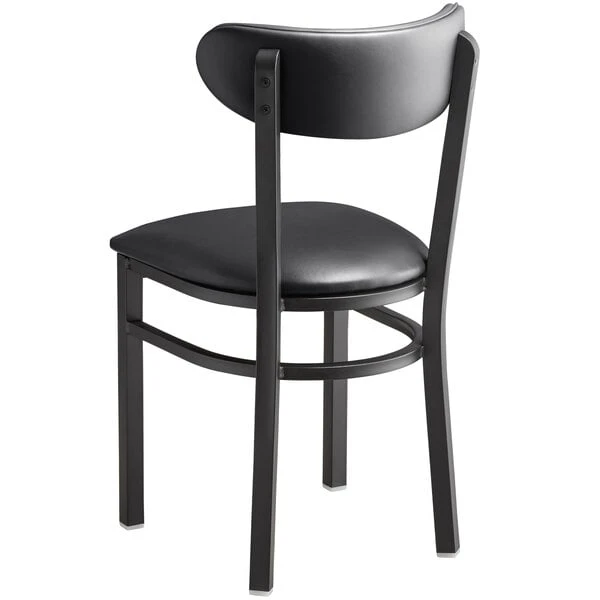 LT&S Boomerang Series Lancaster Table & Seating Boomerang Black Finish Chair With 2 1/2" Black Vinyl Padded Seat And Back 5 LT&S Boomerang Series Lancaster Table & Seating Boomerang Black Finish Chair With 2 1/2" Black Vinyl Padded Seat And Back - Image 3