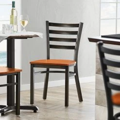 Lancaster Table & Seating Distressed Copper Finish Ladder Back Chair With Cherry Wood Seat