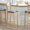 Lancaster Table & Seating Natural Ladder Back Bar Height Chair With 2 1/2" Navy Padded Seat 1 Lancaster Table & Seating Natural Ladder Back Bar Height Chair With 2 1/2" Navy Padded Seat -BFM Seating sHOP 2097695