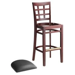 Lancaster Table & Seating Mahogany Window Back Bar Height Chair With Black Padded Seat -BFM Seating sHOP 2098153