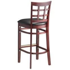 Lancaster Table & Seating Mahogany Window Back Bar Height Chair With Black Padded Seat -BFM Seating sHOP 2098155