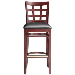 Lancaster Table & Seating Mahogany Window Back Bar Height Chair With Black Padded Seat -BFM Seating sHOP 2098156