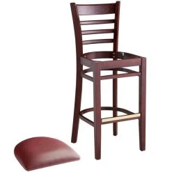 Lancaster Table & Seating Mahogany Ladder Back Bar Height Chair With Burgundy Padded Seat 10 Lancaster Table & Seating Mahogany Ladder Back Bar Height Chair With Burgundy Padded Seat -BFM Seating sHOP 2098200