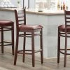 Lancaster Table & Seating Mahogany Ladder Back Bar Height Chair With Burgundy Padded Seat 2 Lancaster Table & Seating Mahogany Ladder Back Bar Height Chair With Burgundy Padded Seat -BFM Seating sHOP 2098604