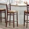 Lancaster Table & Seating Mahogany Ladder Back Bar Height Chair With Light Brown Padded Seat -BFM Seating sHOP 2098607