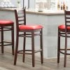 Lancaster Table & Seating Mahogany Ladder Back Bar Height Chair With Red Padded Seat -BFM Seating sHOP 2098613