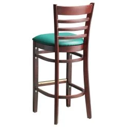 Lancaster Table & Seating Mahogany Ladder Back Bar Height Chair With Green Padded Seat -BFM Seating sHOP 2100336