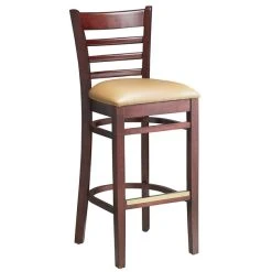 Lancaster Table & Seating Mahogany Ladder Back Bar Height Chair With Light Brown Padded Seat -BFM Seating sHOP 2100345
