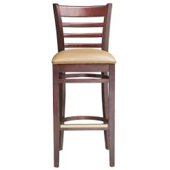 Lancaster Table & Seating Mahogany Ladder Back Bar Height Chair With Light Brown Padded Seat -BFM Seating sHOP 2100347