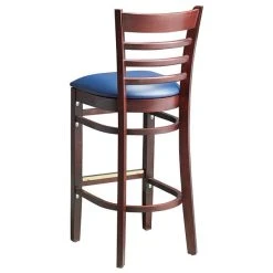Lancaster Table & Seating Mahogany Ladder Back Bar Height Chair With Navy Padded Seat -BFM Seating sHOP 2100355