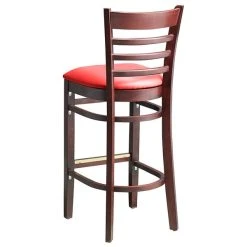 Lancaster Table & Seating Mahogany Ladder Back Bar Height Chair With Red Padded Seat -BFM Seating sHOP 2100364