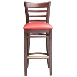 Lancaster Table & Seating Mahogany Ladder Back Bar Height Chair With Red Padded Seat -BFM Seating sHOP 2100365