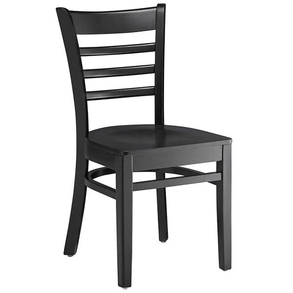 Lancaster Table & Seating Black Finish Wooden Ladder Back Chair With Black Wooden Seat 4 Lancaster Table & Seating Black Finish Wooden Ladder Back Chair With Black Wooden Seat - Image 2