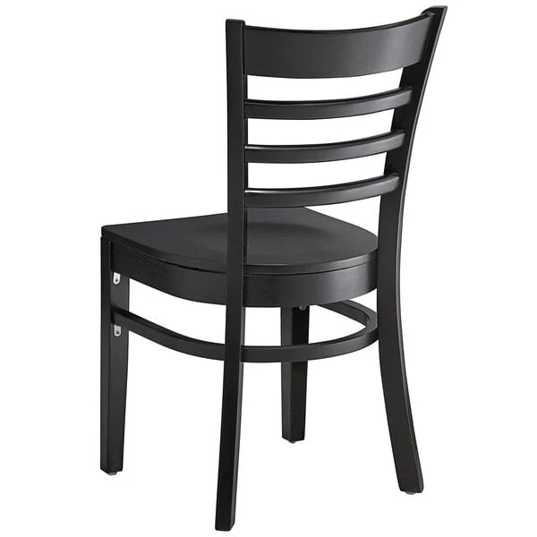 Lancaster Table & Seating Black Finish Wooden Ladder Back Chair With Black Wooden Seat 5 Lancaster Table & Seating Black Finish Wooden Ladder Back Chair With Black Wooden Seat - Image 3
