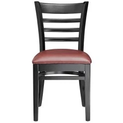 Lancaster Table & Seating Black Finish Wooden Ladder Back Chair With 2 1/2" Burgundy Padded Seat 11 Lancaster Table & Seating Black Finish Wooden Ladder Back Chair With 2 1/2" Burgundy Padded Seat -BFM Seating sHOP 2105245