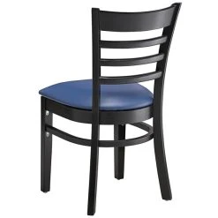 Lancaster Table & Seating Black Finish Wooden Ladder Back Chair With 2 1/2" Navy Padded Seat 9 Lancaster Table & Seating Black Finish Wooden Ladder Back Chair With 2 1/2" Navy Padded Seat -BFM Seating sHOP 2105301