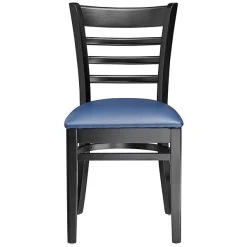 Lancaster Table & Seating Black Finish Wooden Ladder Back Chair With 2 1/2" Navy Padded Seat 11 Lancaster Table & Seating Black Finish Wooden Ladder Back Chair With 2 1/2" Navy Padded Seat -BFM Seating sHOP 2105302